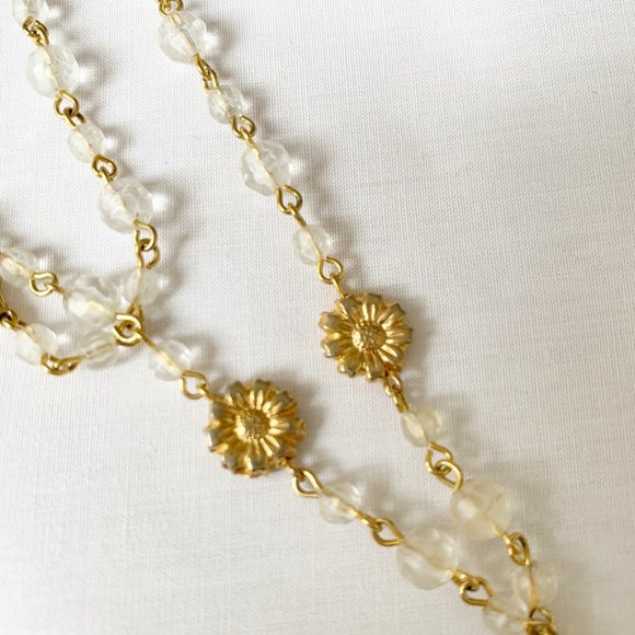 VINTAGE | CUTE HAND MADE GOLD NECKLACE WITH BEADS - Picture 2 of 6